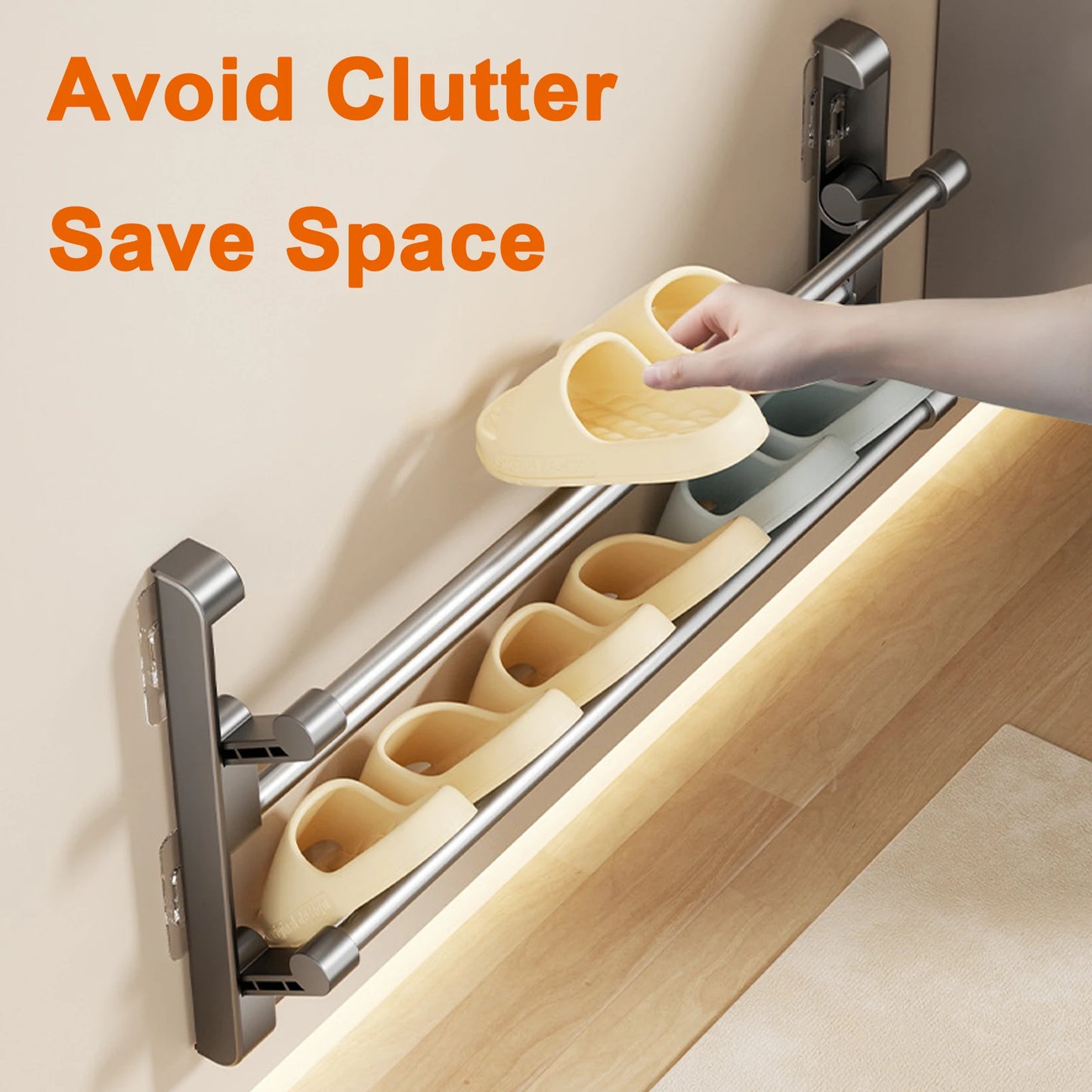 2025 Bathroom slipper rack wall-mounted non-punching toilet door shoe rack drain multi-functional folding shoe storage rack