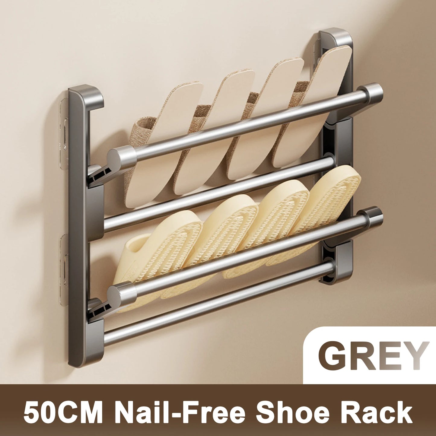 2025 Bathroom slipper rack wall-mounted non-punching toilet door shoe rack drain multi-functional folding shoe storage rack