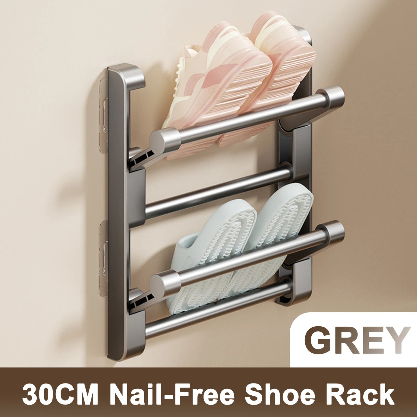 2025 Bathroom slipper rack wall-mounted non-punching toilet door shoe rack drain multi-functional folding shoe storage rack