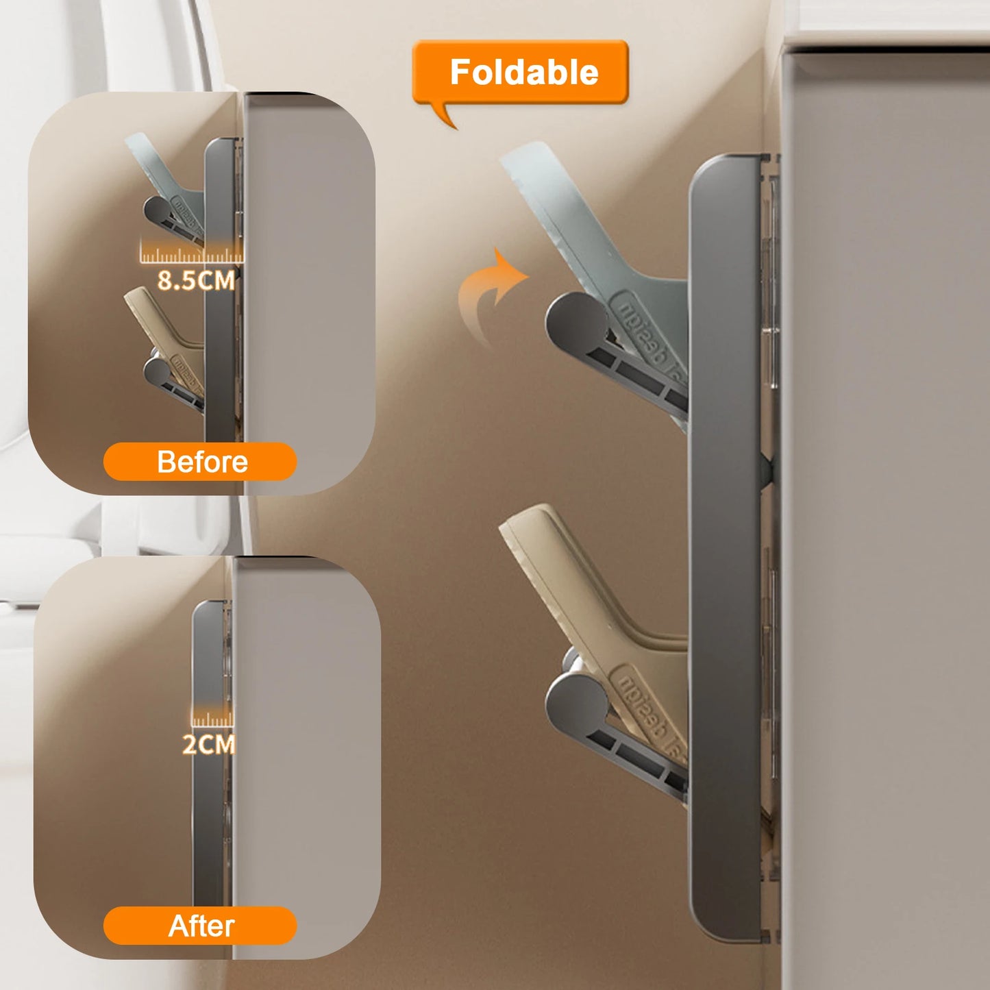 2025 Bathroom slipper rack wall-mounted non-punching toilet door shoe rack drain multi-functional folding shoe storage rack